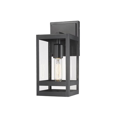 Z-Lite Nuri 1 Light Outdoor Wall Sconce, Black & Clear 596S-BK
